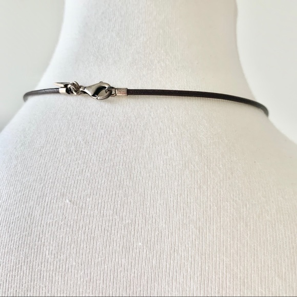 Cord Silver Circle Dangly Necklace - Picture 7 of 7